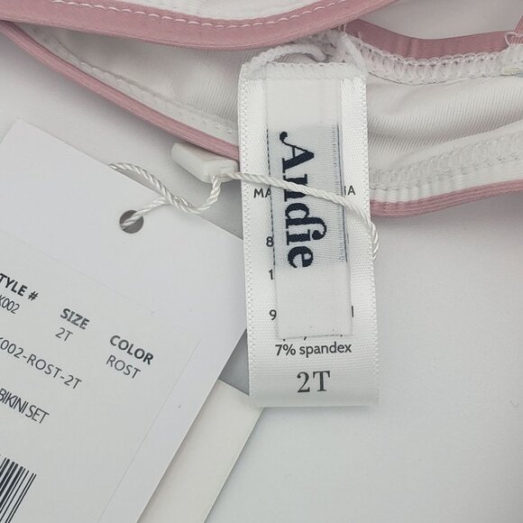 Andie Swim Kids Bikini Set Toddler Girls' Size 2T Pink Rose Stripe Summer Wear - Picture 3 of 13